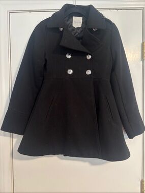 Copper Key Girls Black Double-Breasted Pea Coat